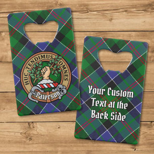 Clan Paterson Crest over Tartan Credit Card Bottle Opener
