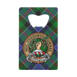 Clan Paterson Crest over Tartan Credit Card Bottle Opener
