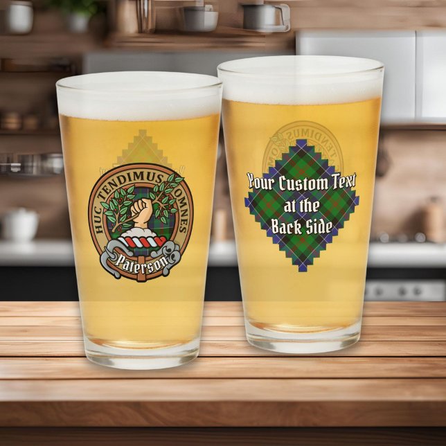 Clan Paterson Crest over Tartan Glass (Creator Uploaded)