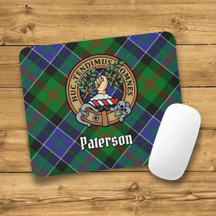 Clan Paterson Crest over Tartan Mouse Pad