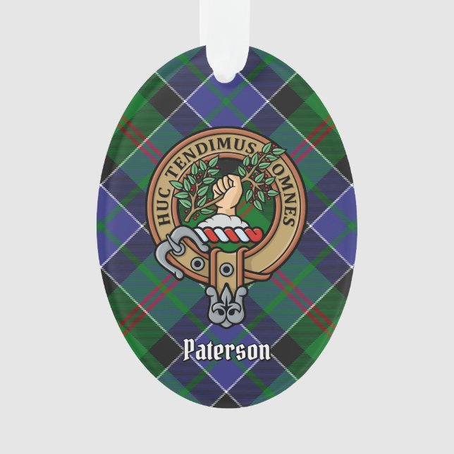 Clan Paterson Crest over Tartan Ornament (Front)