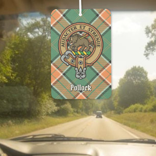 Clan Pollock Crest over Tartan Air Freshener
