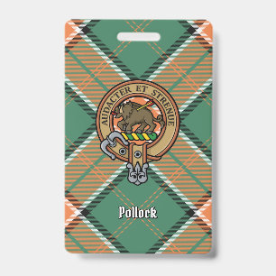 Clan Pollock Crest over Tartan Badge