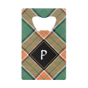 Clan Pollock Crest over Tartan Credit Card Bottle Opener