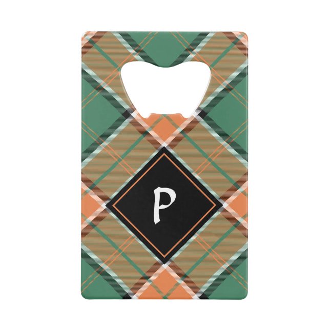 Clan Pollock Crest over Tartan Credit Card Bottle Opener (Front)