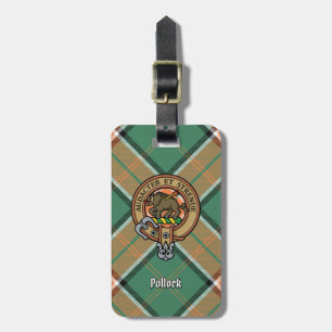 Clan Pollock Crest over Tartan Luggage Tag