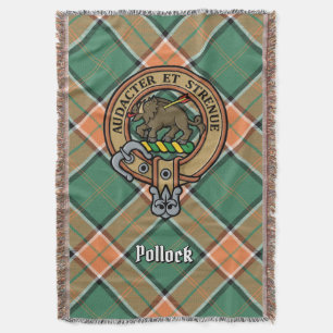 Clan Pollock Crest over Tartan Throw Blanket