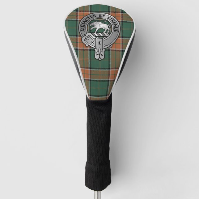 Clan Pollock Crest & Tartan  Golf Head Cover (Front)