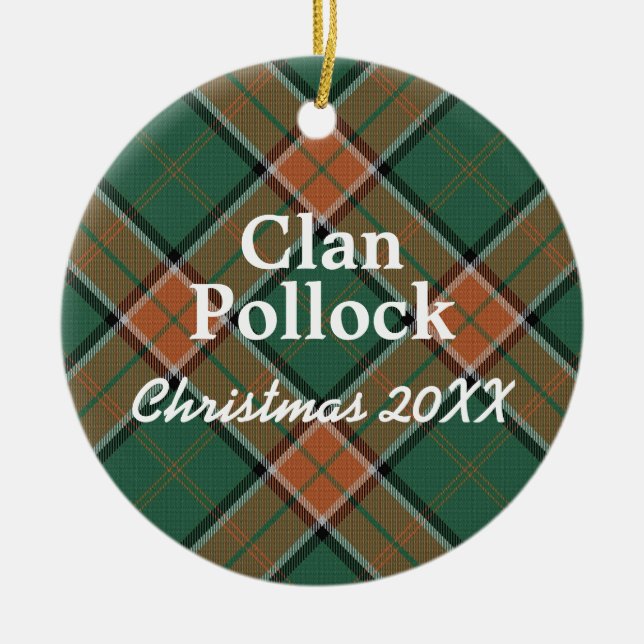 Clan Pollock Scottish Tartan Ceramic Ornament (Front)