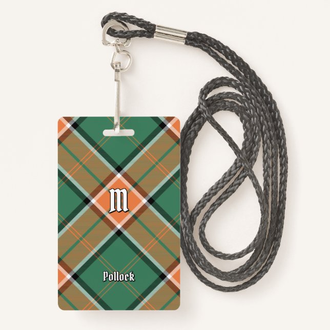 Clan Pollock Tartan Badge (Front with Lanyard)
