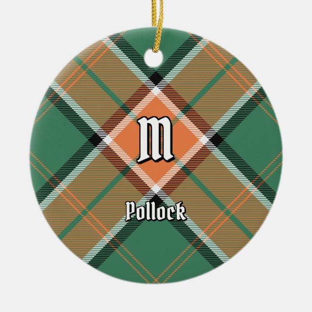 Clan Pollock Tartan Ceramic Ornament (Front)