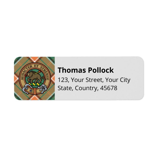 Clan Pollock Tartan Étiquette (Devant)