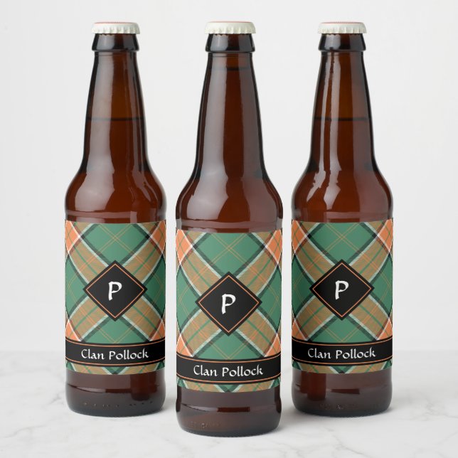 Clan Pollock Tartan Étiquette de bouteille de bièr (Bouteilles)