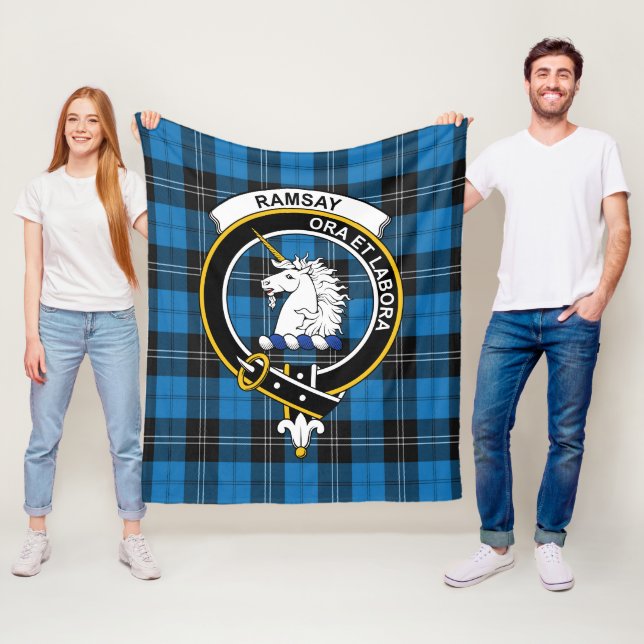 Clan Ramsay Blue Ancient Tartan Plaid Fleece Blanket (In Situ)