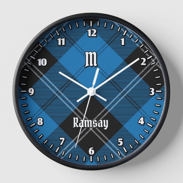 Clan Ramsay Blue Hunting Tartan Clock (Front)