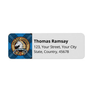 Clan Ramsay Crest over Blue Hunting Tartan