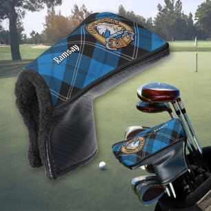 Clan Ramsay Crest over Blue Hunting Tartan Golf Head Cover