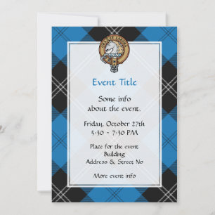 Clan Ramsay Crest over Blue Hunting Tartan Invitation
