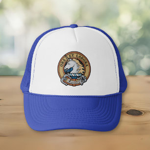 Clan Ramsay Crest over Blue Hunting Tartan Trucker Hat