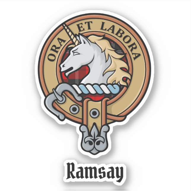 Clan Ramsay Crest over Red Tartan (Front)