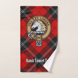 Clan Ramsay Crest over Red Tartan Bath Towel Set