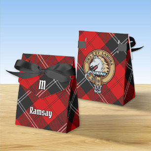 Clan Ramsay Crest over Red Tartan Favor Box
