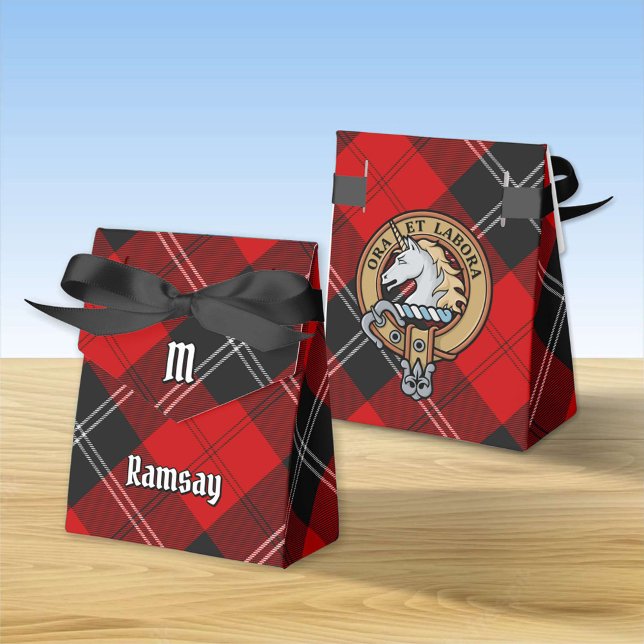 Clan Ramsay Crest over Red Tartan Favor Box (Creator Uploaded)