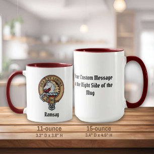 Clan Ramsay Crest over Red Tartan Mug