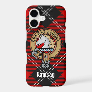 Clan Ramsay Crest sur Red Tartan
