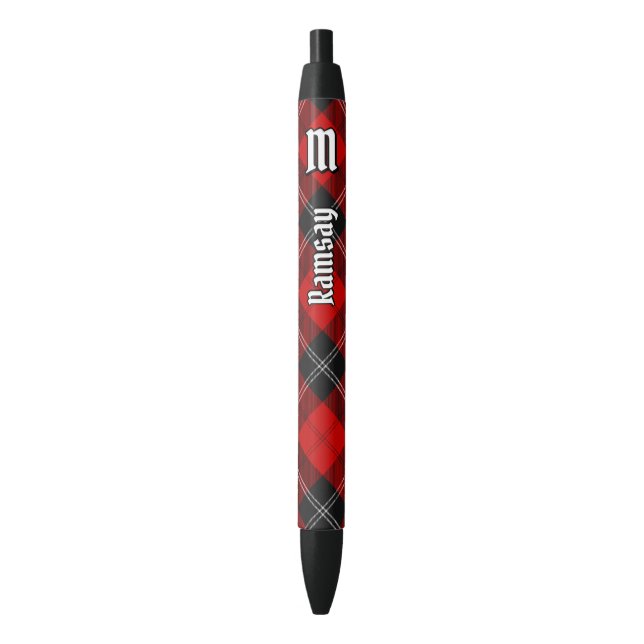 Clan Ramsay Red Tartan Black Ink Pen (Front Vertical)