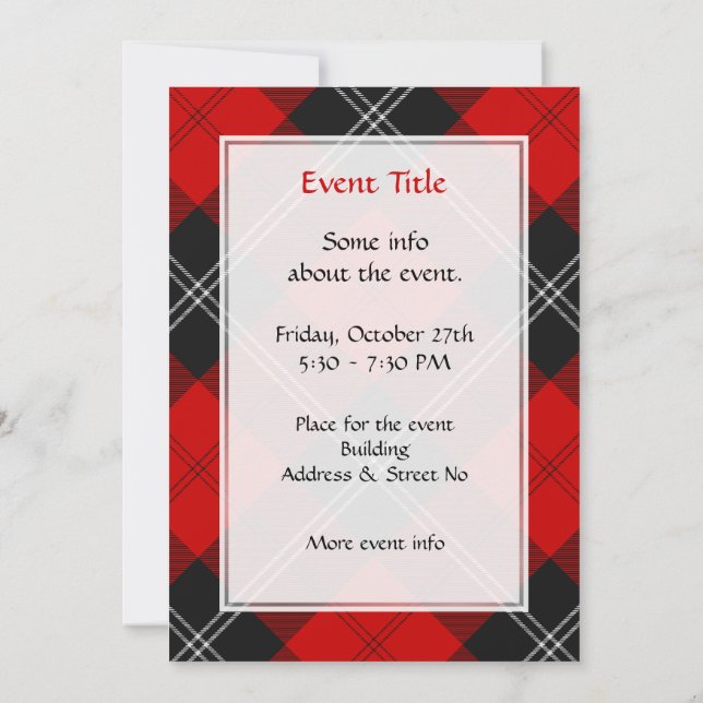 Clan Ramsay Red Tartan Invitation (Back)