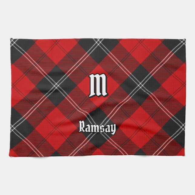 Clan Ramsay Red Tartan Kitchen Towel (Horizontal)