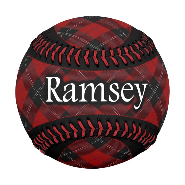 Clan Ramsey Ramsay Scottish Red Tartan Baseball (Front)