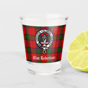 Clan Robertson Crest Badge & Tartan  Shot Glass