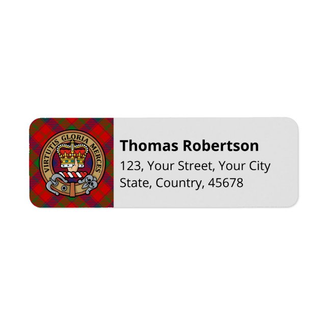 Clan Robertson Crest over Tartan (Front)