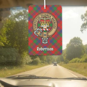 Clan Robertson Crest over Tartan Air Freshener