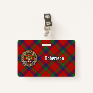 Clan Robertson Crest over Tartan Badge