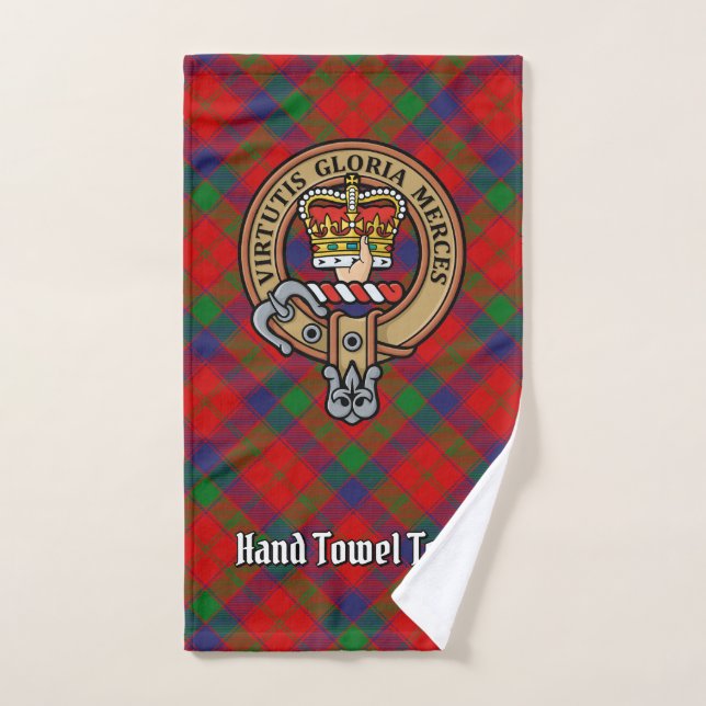 Clan Robertson Crest over Tartan Bath Towel Set (Hand Towel)