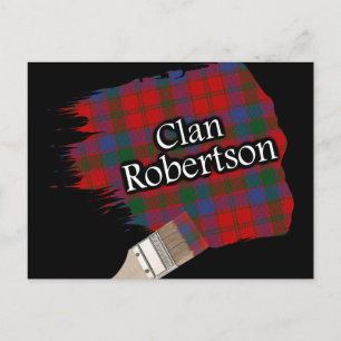 Clan Robertson Scottish Tartan Paint Brush Postcard