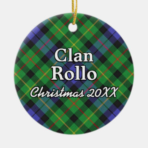 Clan Rollo Scottish Tartan Plaid Ceramic Ornament