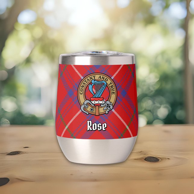 Clan Rose Crest over Tartan (Creator Uploaded)