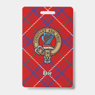 Clan Rose Crest over Tartan Badge