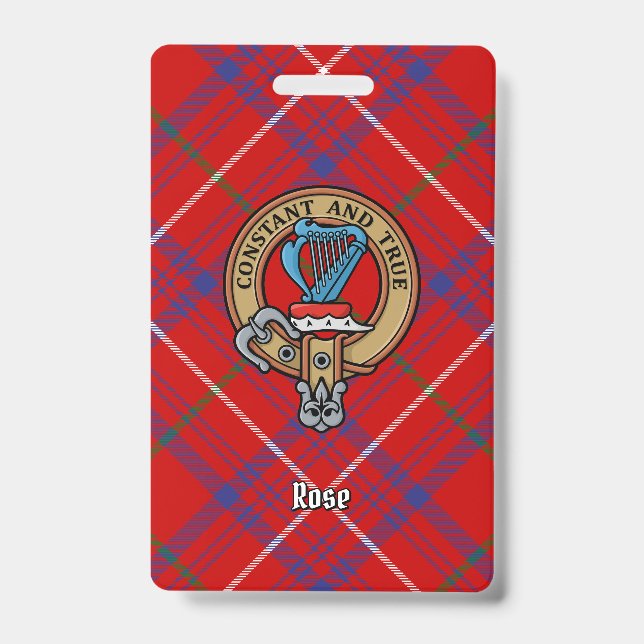 Clan Rose Crest over Tartan Badge (Front)