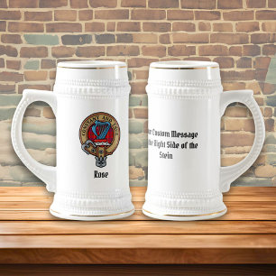 Clan Rose Crest over Tartan Beer Stein
