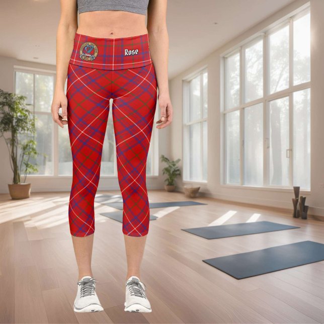 Clan Rose Crest over Tartan Capri Leggings (Creator Uploaded)