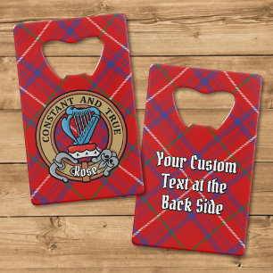 Clan Rose Crest over Tartan Credit Card Bottle Opener