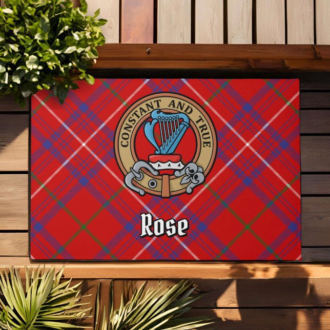 Clan Rose Crest over Tartan Doormat (Creator Uploaded)