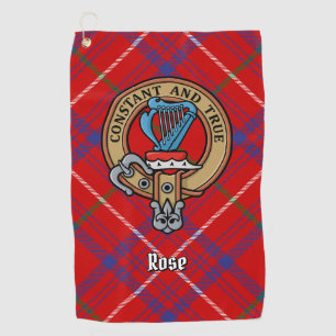 Clan Rose Crest over Tartan Golf Towel