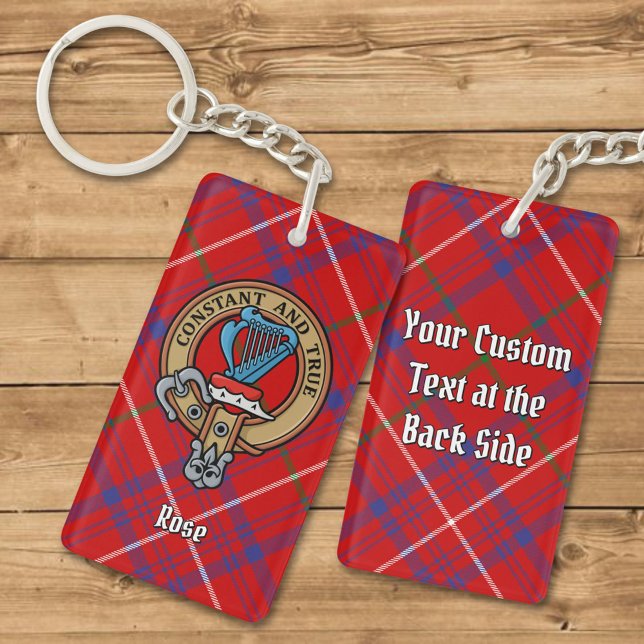 Clan Rose Crest over Tartan Keychain (Creator Uploaded)