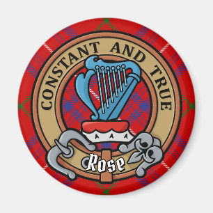 Clan Rose Crest over Tartan Magnet